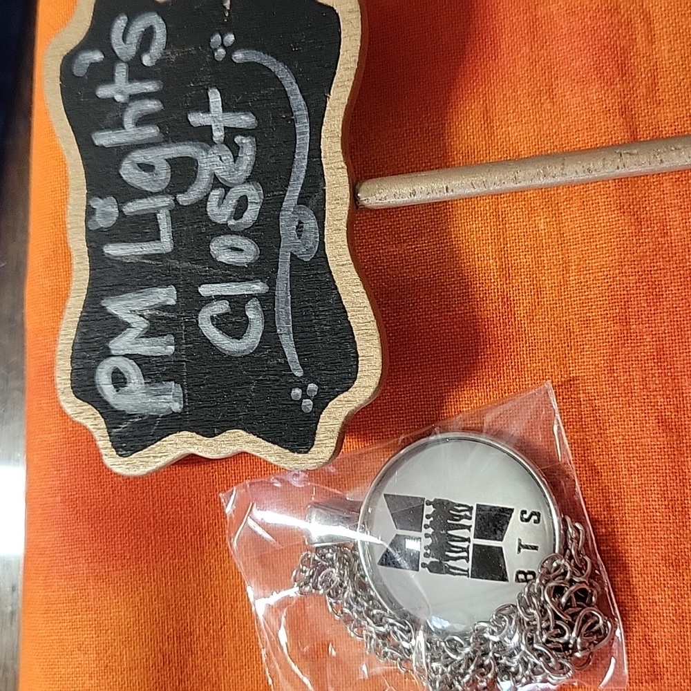 BTS Pendant with Chain Necklace New White Black Silver
